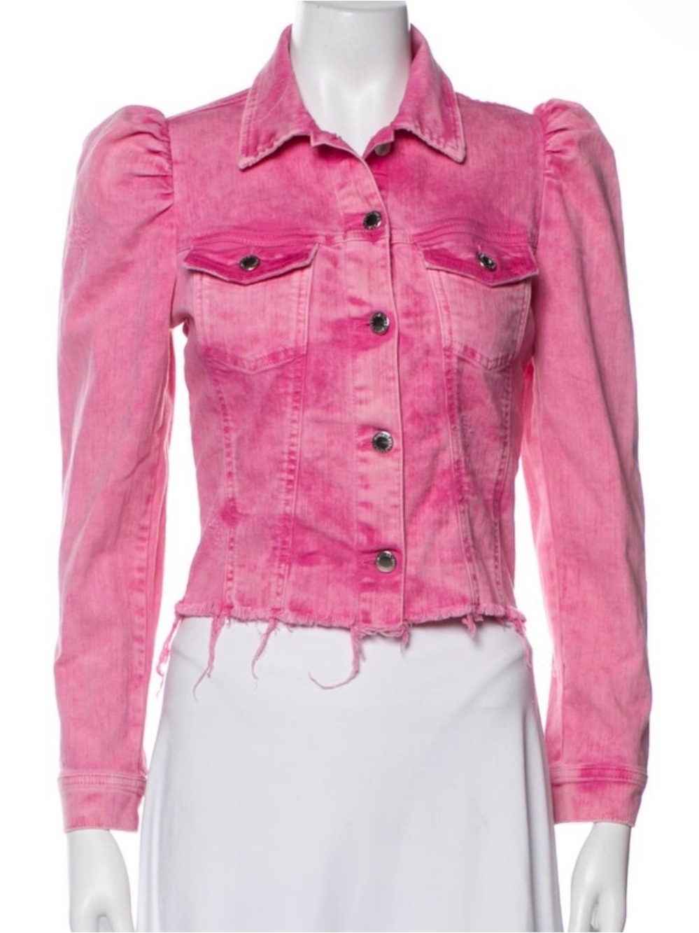 Retrofete Pink Ombre Distressed Denim Jacket